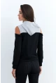 Kadın Siyah-Gri Omuzları Açık Sweatshirt TF15