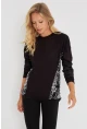 Kadın Siyah-Gümüş Payetli Uzun Bluz ST3124