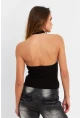 Kadın Siyah Halkalı Crop Bluz B2634-90