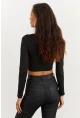 Kadın Siyah Kalp Yaka Crop Bluz CG260