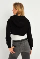 Kadın Siyah Kapüşonlu Crop Sweatshirt  TF03