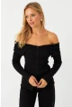 Kadın Siyah Kaşkorse Bluz RLO3032-9