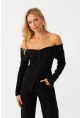 Kadın Siyah Kaşkorse Bluz RLO3032-9