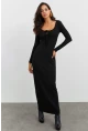 Kadın Siyah Kaşkorse Maxi Elbise EY1513