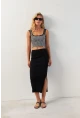 Kadın Siyah Kaşkorse Midi Etek XL2034