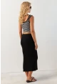 Kadın Siyah Kaşkorse Midi Etek XL2034