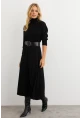Kadın Siyah Kemerli Balıkçı Yaka Elbise MKSD992