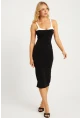 Kadın Siyah Kontrast Midi Elbise MEN2058