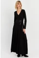 Kadın Siyah Kruvaze Maxi Elbise VTN3