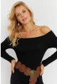 Kadın Siyah Madonna Yaka Kaşkorse Bluz EY2852