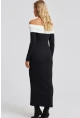 Kadın Siyah Madonna Yaka Maxi Elbise EY2696