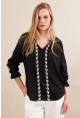 Kadın Siyah Nakışlı Bluz MPC1337