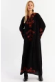 Kadın Siyah Nakışlı Maxi Elbise ALO14