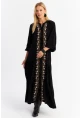 Kadın Siyah Nakışlı Volanlı Maxi Elbise MALO8