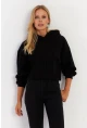 Kadın Siyah Nervüllü Üç İplik Sweatshirt TF13