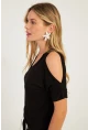 Kadın Siyah Omuzları Açık Bluz BR1329