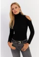 Kadın Siyah Omuzları Açık Kaşkorse Bluz HOR04