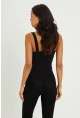 Kadın Siyah Önü Büzgülü Crop Bluz B189