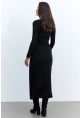 Kadın Siyah Önü Drapeli Maxi Elbise SHR5