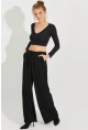 Kadın Siyah Palazzo Pantolon QRS8383