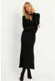 Kadın Siyah Pencereli Kaşkorse Midi Elbise EY2907