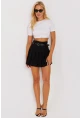 Kadın Siyah Pilise Kemerli Mini Etek SGT402
