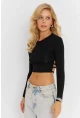 Kadın Siyah Sırt Detaylı Crop Bluz CG365