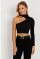 Kadın Siyah Tek Omuz Açık Bluz CY334