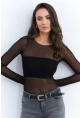 Kadın Siyah Transparan Bluz CY350