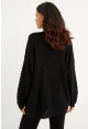 Kadın Siyah V Yaka Salaş Oversize Triko Tunik SMT158