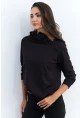 Kadın Siyah Yakası Fermuarlı Sweatshirt TF11