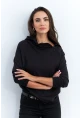 Kadın Siyah Yakası Fermuarlı Sweatshirt TF11