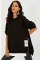 Kadın Siyah Yanları Fermuarlı Oversize Sweatshirt BK231095