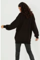Kadın Siyah Yanları Fermuarlı Oversize Sweatshirt BK231095