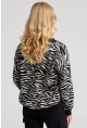 Kadın Siyah Zebra Desenli Triko Kazak YZ521