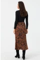 Kadın Taba Desenli Saten Etek CAR1060