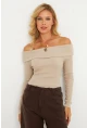 Kadın Taş Madonna Yaka Kaşkorse Bluz XL2210