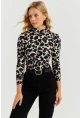 Kadın Taş-Siyah Leopar Desenli Bluz AYD267