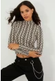 Kadın Taş Yarım Balıkçı Zebra Desen Bluz LPP1133