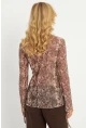 Kadın Taş Yılan Desenli Tül  Bluz GÇ175