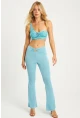 Kadın Turkuaz Simli İspanyol Pantolon TH1113
