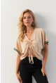 Kadın Vanilya Önü Büzgülü Bluz XL2039