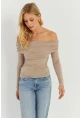 Kadın Vizon Büzgülü Madonna Bluz MON1119