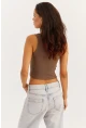 Kadın Vizon V Yaka Crop Bluz LPP1210