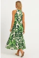 Kadın Yeşil Desenli Midi Elbise YZ1107