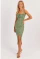 Kadın Yeşil İnce Askılı Midi Elbise MON125