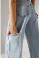 Açık Mavi Geniş Paça Jean Pantolon