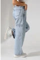 Açık Mavi Geniş Paça Jean Pantolon