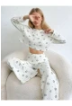Çiçek Desenli Uzun Kol Pijama Takımı