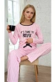Çizgili Pembe Time To Relax Baskılı Pijama Takımı